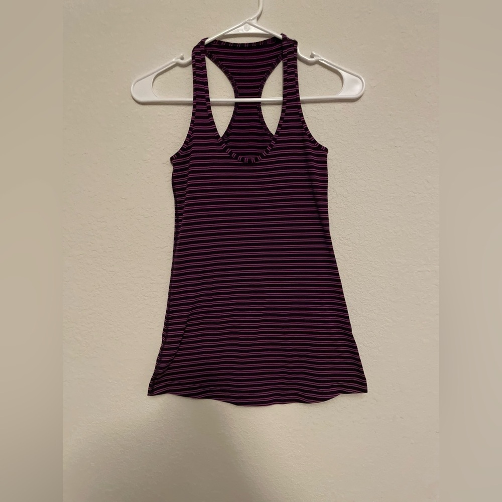 Lululemon Cool Racerback Double Trouble Stripe Ultra Violet Black Grape size 2 - Picture 2 of 8